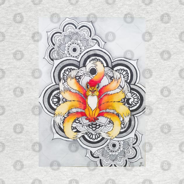 Flaming Kitsune Mandala by TG_Art